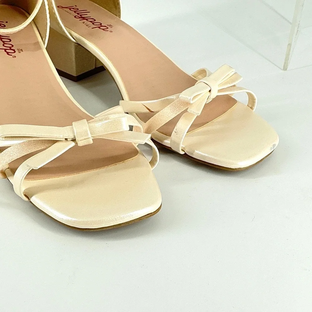 Jellypop Size 4 SEE PHOTOS Zendah Girls Pearl Shimmer Strappy Block Heel Sandals